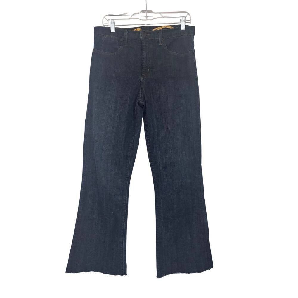 NYDJ Tummy Tuck Flare Raw Fray Hem Dark Wash Size 12